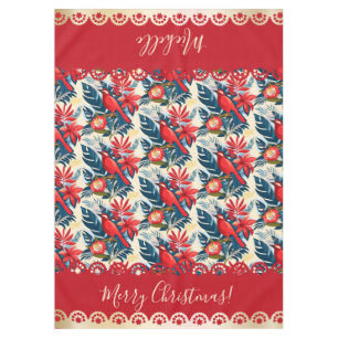 Monogram Merry Christmas & Happy New Year! Floral Tablecloth