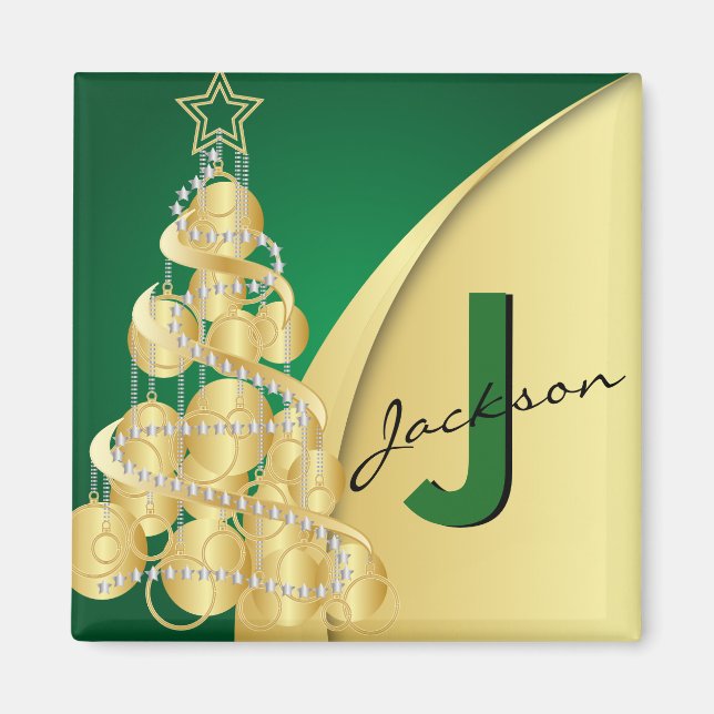 Monogram Merry Christmas Magnet (Front)