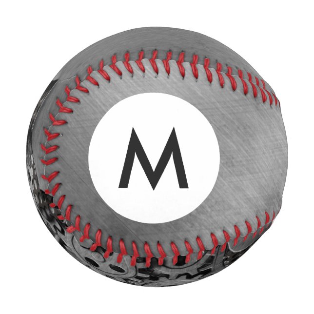 Monogram Metal background with mechanical damage Baseball (Front Left)
