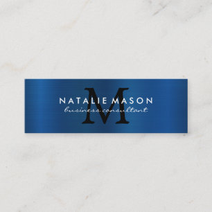 Monogram   Metallic Blue Background Mini Business Card