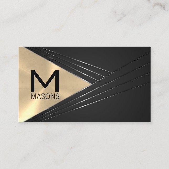 Monogram | Metallic Gold Abstract Background Business Card (Front)