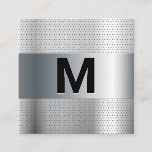 Monogram   Metallic Perforated Background Square Business Card