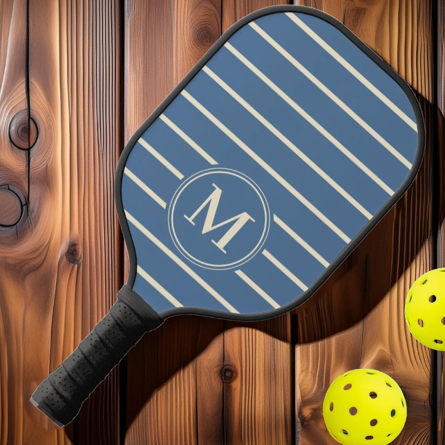 Monogram Mid-Century Striped Capri Blue Colour Pickleball Paddle (Creator Uploaded)