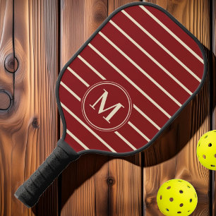 Monogram Mid-Century Striped Deep Cranberry Colour Pickleball Paddle
