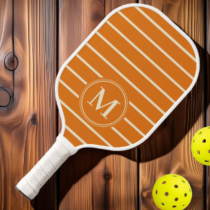 Monogram Mid-Century Striped Warm Citrus Colour Pickleball Paddle