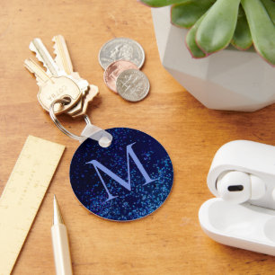 Monogram Midnite Blue Confetti Key Ring