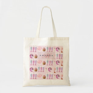 Monogram Milkshake Cute Blush Pink Retro Gifts Tote Bag