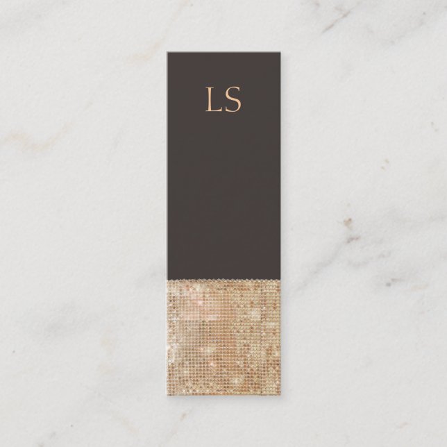 Monogram Mini Gold Sequin Business Card (Front)