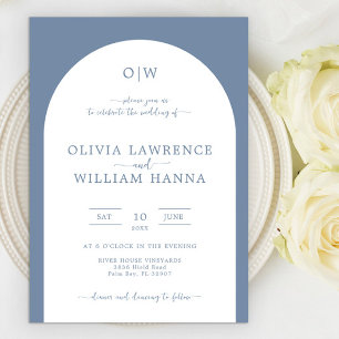 Monogram Minimal Arch Chic Handwritten Wedding Invitation