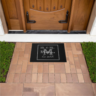 Monogram Minimal   Black and White Doormat