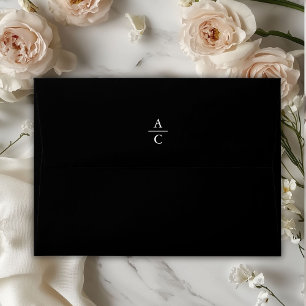 Monogram Minimal Elegant Black Envelope