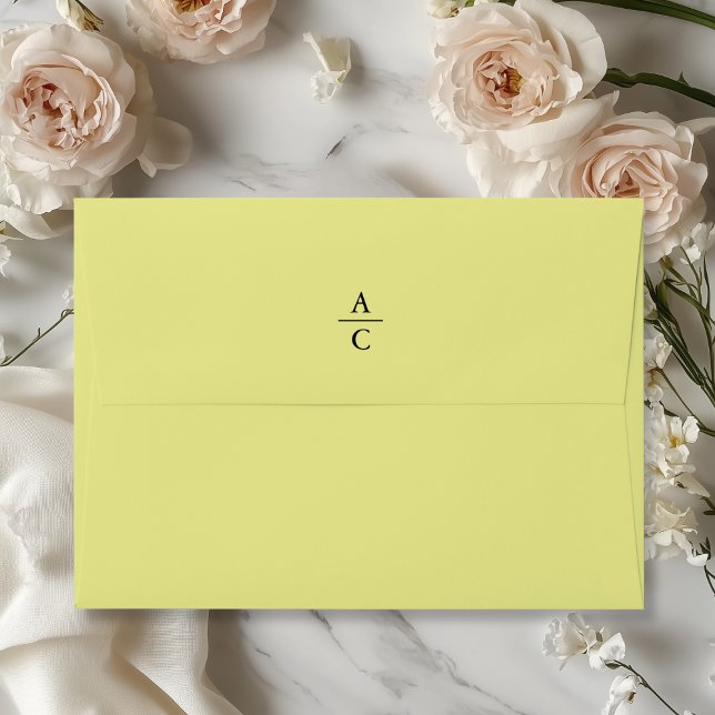 Monogram Minimal Elegant Lemon Envelope (Personalized Monogram Minimal Elegant Lemon Envelope)