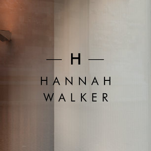 Monogram Minimal Elegant Modern Black Nameplate