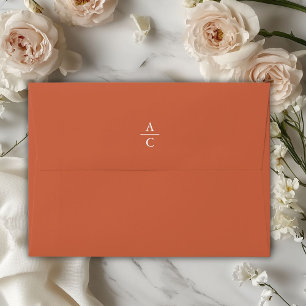 Monogram Minimal Elegant Orange-Brown Envelope