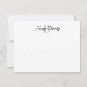 Monogram Minimal Elegant Stylish Flat Note Card