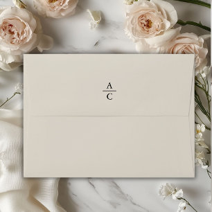 Monogram Minimal Elegant Taupe Envelope