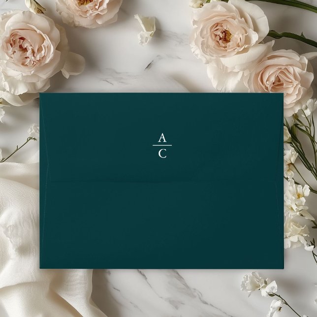 Monogram Minimal Elegant Teal Envelope (Monogram Minimal Elegant Teal Envelope)