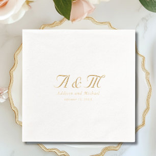 Monogram Minimal Elegant Wedding Foil Napkins