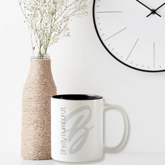  Monogram Minimal Modern Script Business Bold  Two-Tone Coffee Mug