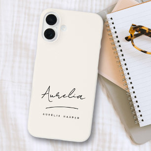 Monogram Minimal Neutral Simple Script Signature iPhone 16 Plus Case