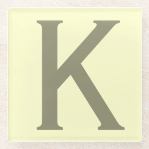 Monogram Minimalist Add Your Name Initial Modern Glass Coaster