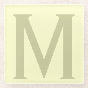Monogram Minimalist Add Your Name Initial Modern Glass Coaster