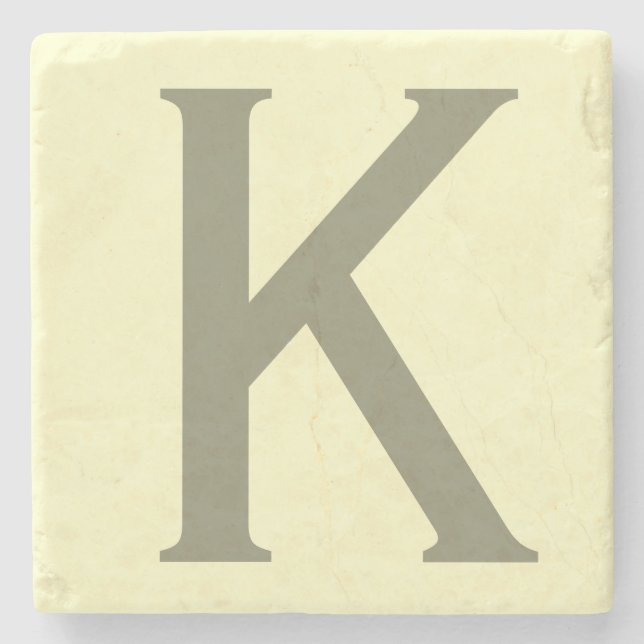 Monogram Minimalist Add Your Name Initial Modern Stone Coaster (Front)