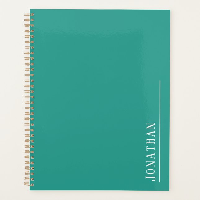 Monogram minimalist aqua  planner (Front)