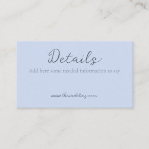 Monogram Minimalist Beau Blue Wedding Details Enclosure Card