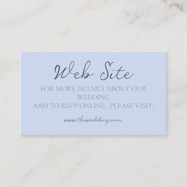 Monogram Minimalist Beau Blue Wedding Web Site Business Card (Front)