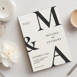 Monogram Minimalist Black and Ecru Modern Wedding Invitation<br><div class="desc">Modern Minimalist Black and Ecru Wedding Invitation. Features bold monogram typography and minimal graphic design. Personalise text with all the details of your special day.</div>