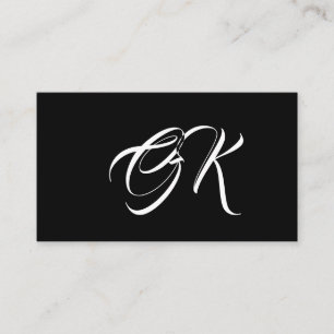 Monogram minimalist black and white calligraphy business card