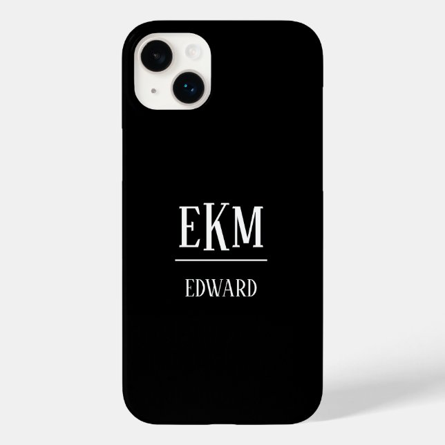 Monogram Minimalist Black and White Case-Mate iPhone Case (Back)