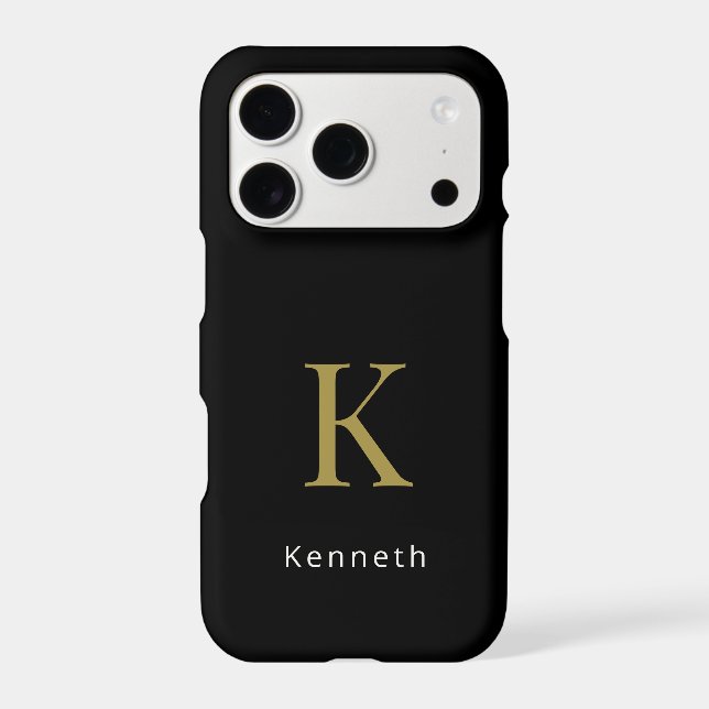 Monogram Minimalist Black Gold White Modern Men  (Back)