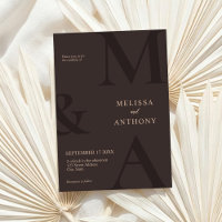 Monogram Minimalist Brown Modern Wedding
