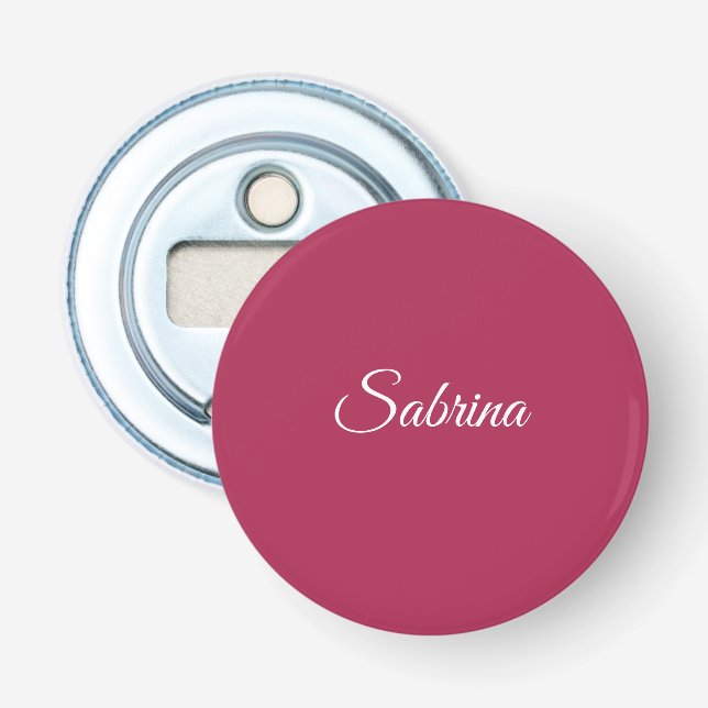 Monogram minimalist cherry rose pink bottle opener (Front)