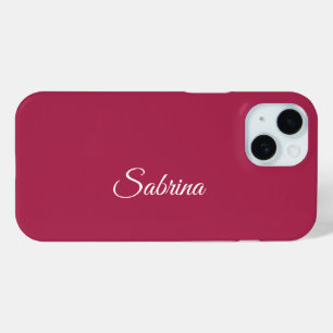 Monogram minimalist cherry rose pink iPhone 15 case