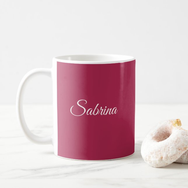 Monogram minimalist cherry rose pink coffee mug (With Donut)