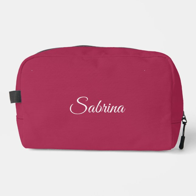 Monogram minimalist cherry rose pink dopp kit (Front)