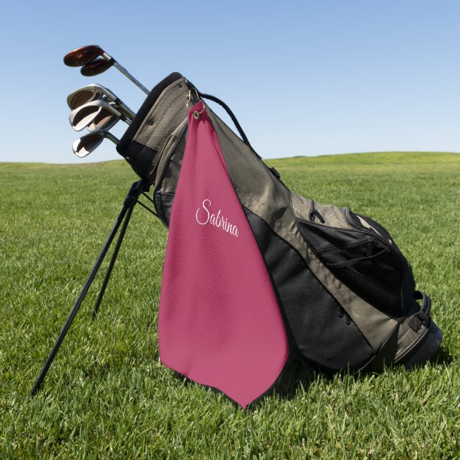 Monogram minimalist cherry rose pink golf towel (Green)
