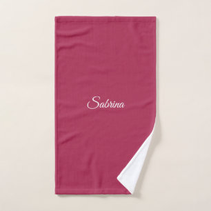 Monogram minimalist cherry rose pink hand towel