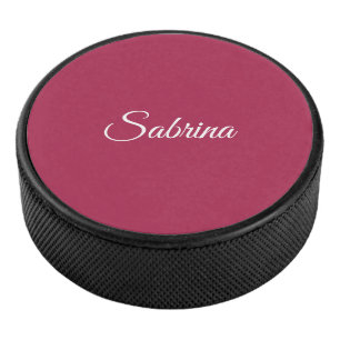 Monogram minimalist cherry rose pink hockey puck
