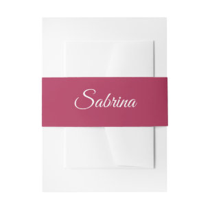 Monogram minimalist cherry rose pink invitation belly band