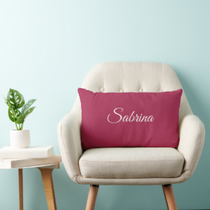 Monogram minimalist cherry rose pink lumbar cushion