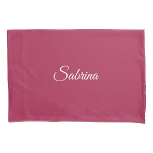 Monogram minimalist cherry rose pink pillowcase