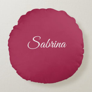 Monogram minimalist cherry rose pink round cushion