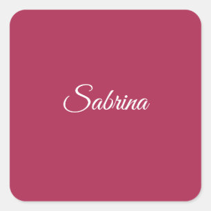 Monogram minimalist cherry rose pink square sticker