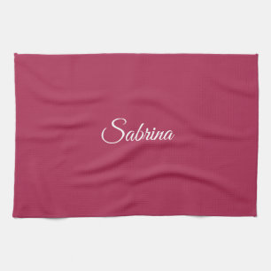 Monogram minimalist cherry rose pink tea towel
