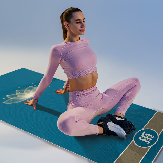 Monogram Minimalist Gold Lotus Flower Zen Icon Yoga Mat (Creator Uploaded)