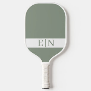 Monogram Minimalist Green White Pickleball Paddle